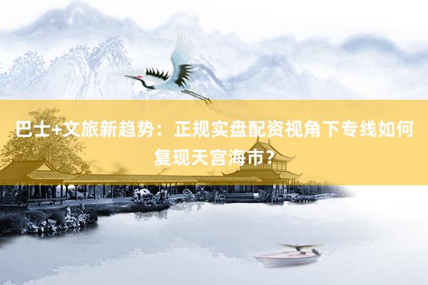 巴士+文旅新趋势：正规实盘配资视角下专线如何复现天宫海市？
