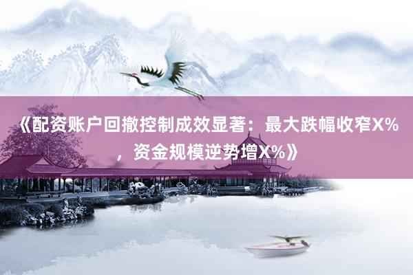 《配资账户回撤控制成效显著：最大跌幅收窄X%，资金规模逆势增X%》