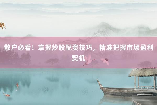 散户必看！掌握炒股配资技巧，精准把握市场盈利契机