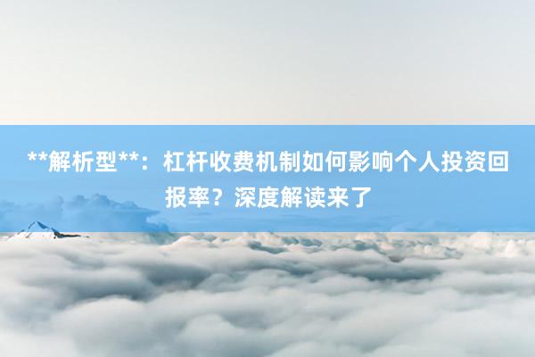 **解析型**：杠杆收费机制如何影响个人投资回报率？深度解读来了